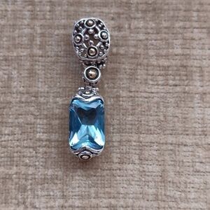 Silver Tone Synthetic Blue Multi Faceted Pendant